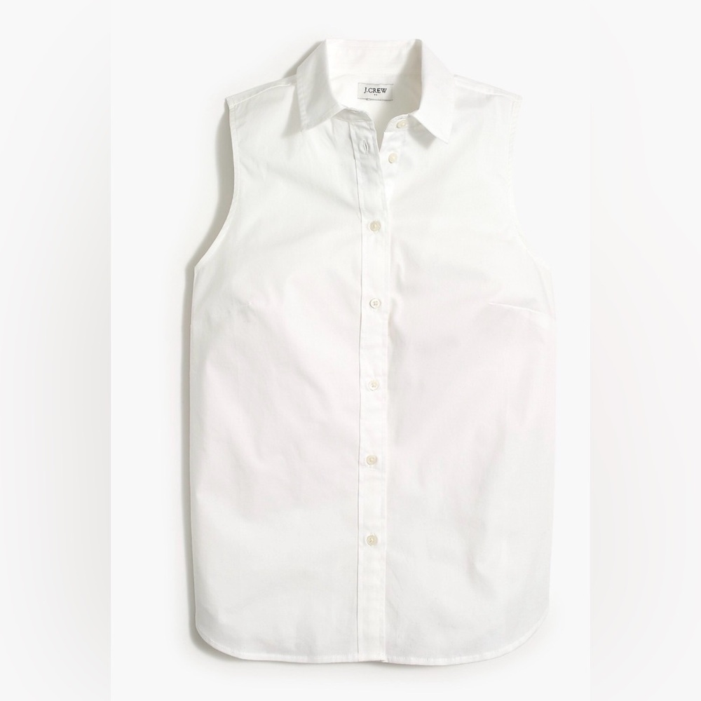 J. Crew White Sleeveless Button-Down Shirt